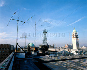 Radio aerials sited on the roof of the Science Museum  London  1980s.