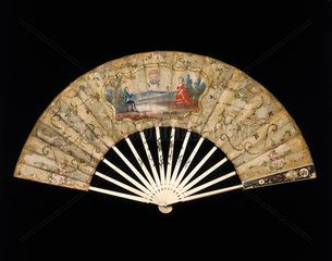 A ballooning scene on a fan  c 1783.