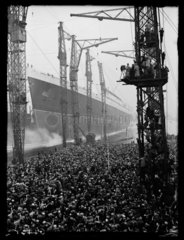 The launching of RMS Queen Elizabeth at Clydesbank  27 Septmeber 1938.