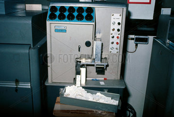 Kimball punch machine at Mothercare  1975.