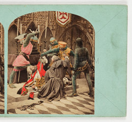 'Death of Thomas a Becket'  stereo card  c 1885.