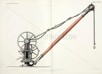 Wheel and axle; elevation of a crane  1842-1846.