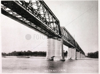 Kisogawa Railway Bridge after the earthquake  Japan  1891.