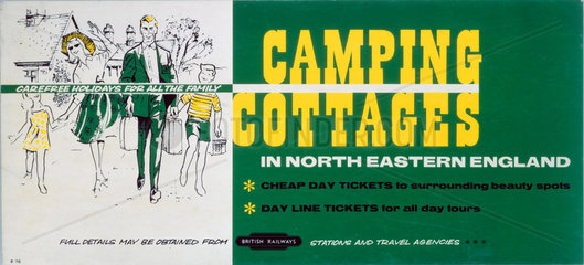 ‘Camping Cottages in North Eastern England’  BR (NER) poster  1960s.