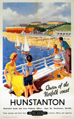 ‘Hunstanton; Queen of the Norfolk Coast’  BR (ER) poster  1948-1965.