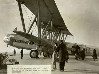 HP42 G-AAXC 'Heracles' boarding at Croydon Airport  Greater London  1931.