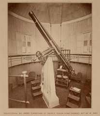 Equatorial telescope  Palermo  Sicily  Italy  1865.