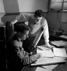 Lens designers in conference  Taylor- Hobson  Leicester  1953.