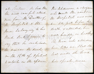 Letter from Florence Nightingale  May 1856.