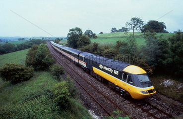 BR Intercity 125 passing through countryside  1985.