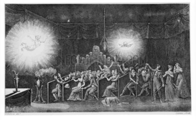 Magic lantern show. Illustration of Roberts