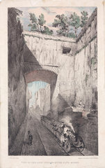 'View of the Deep Cutting in The Olive Mount'  near Liverpool  c 1830s.