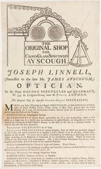 Trade card of Joseph Linnell  opticians  19th century.