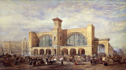 Queen Victoria arriving at King's Cross Station to travel to York Races  1853.