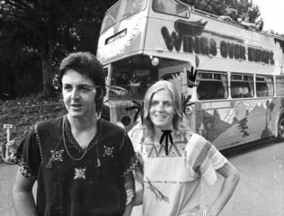 Paul and Linda McCartney on tour with ‘Wings’  South of France  1979.
