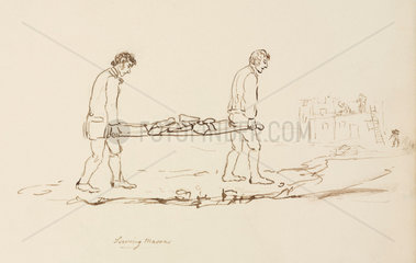 Men carrying stone  Northumberland  c 1805-1820.