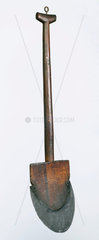 Metal-reinforced wooden spade  19th century.