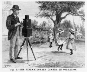 Lumiere cinematographe in operation  c 1897.