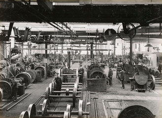 Wheel shop at Doncaster works  South Yorkshire  c 1916.