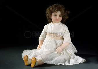 Poured wax doll  French  c 1900.
