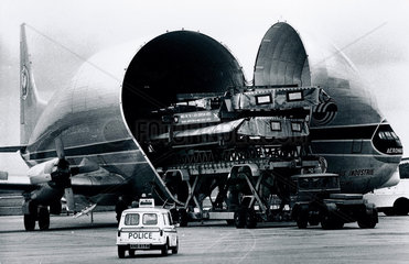Transporting the wings for an Airbus by Super Guppy cargo plane  1974.