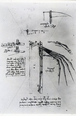 Design by Leonardo da Vinci for the wing of an ornithopter  c 1490.