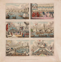 The opening of New London Bridge with Green’s balloon  1 August 1831.