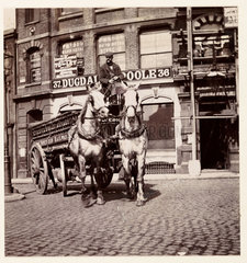 A horse-drawn delivery wagon  c 1895.