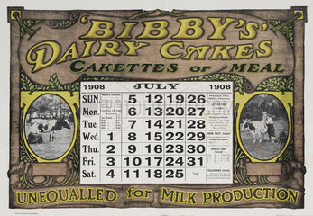 ‘Bibby’s Dairy Cakes’  calendar  1908.