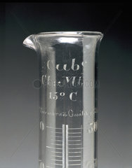 Glass measuring cylinder  19th century.
