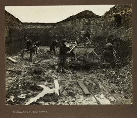 'Excavating in deep cutting'  1915-1918.