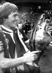 Kenny Dalglish with the League Championship trophy  4 May 1980.