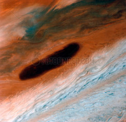 Dark brown spot on Jupiter  photographed by Voyager 1  1979.