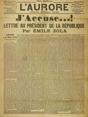 ‘J'Accuse’ by Emile Zola  13 January 1898.