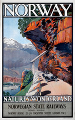 ‘Norway - Nature's Wonderland’  Norwegian State Railways poster  c 1930s.