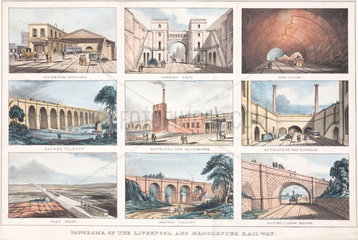 ‘Panorama of the Liverpool & Manchester Railway’  c 1833.