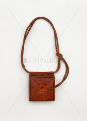 Tooled leather amuletic case  Sudanese  c 1890-1920.
