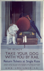 ‘Take Your Dog’  GWR/LMS/LNER/SR poster  1923-1947.