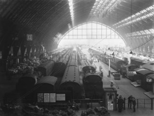 Inside St Pancras Station  London  1947.