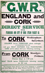 ‘England and Cork - Direct Service’  GWR poster  1919.