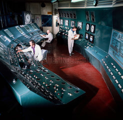 General interior of control unit at British Gypsum  Kirkbythore  1976.
