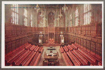 'London: The House Of Lords Showing The Woolsack'  c 1914.