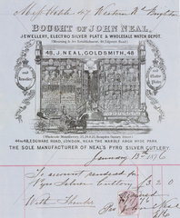 Receipt from John Neal  jewellers  1876.