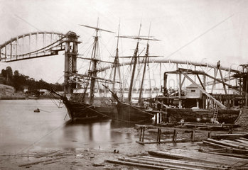 The Royal Albert Bridge under construction  1858.