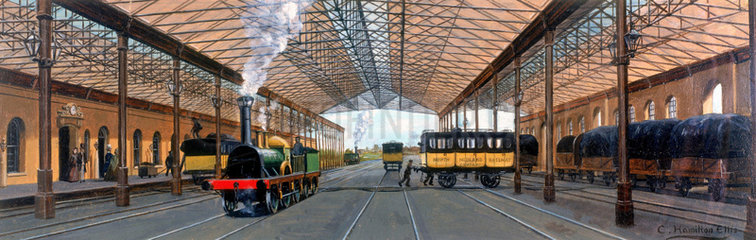 The Old Station at Derby on the North Midland Railway  1850.