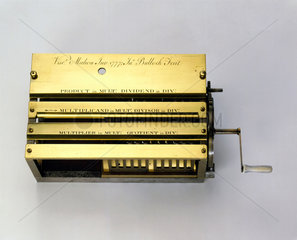 Stanhope's calculating machine  1777.