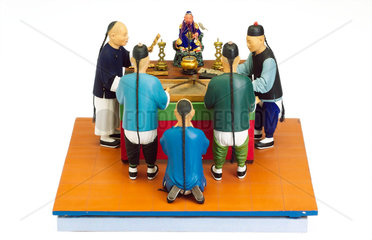 Men worshipping the god Yaowang  China  Ching period  1800-1911.