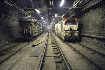 Spoil train in the Channel Tunnel  1993.
