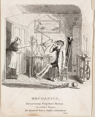'Mechanics: Discovering Perpetual Motion (in a Wife's Tongue)'  c 1830s.