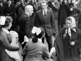 Princess Anne and baby Peter leave hospital  November 1977.